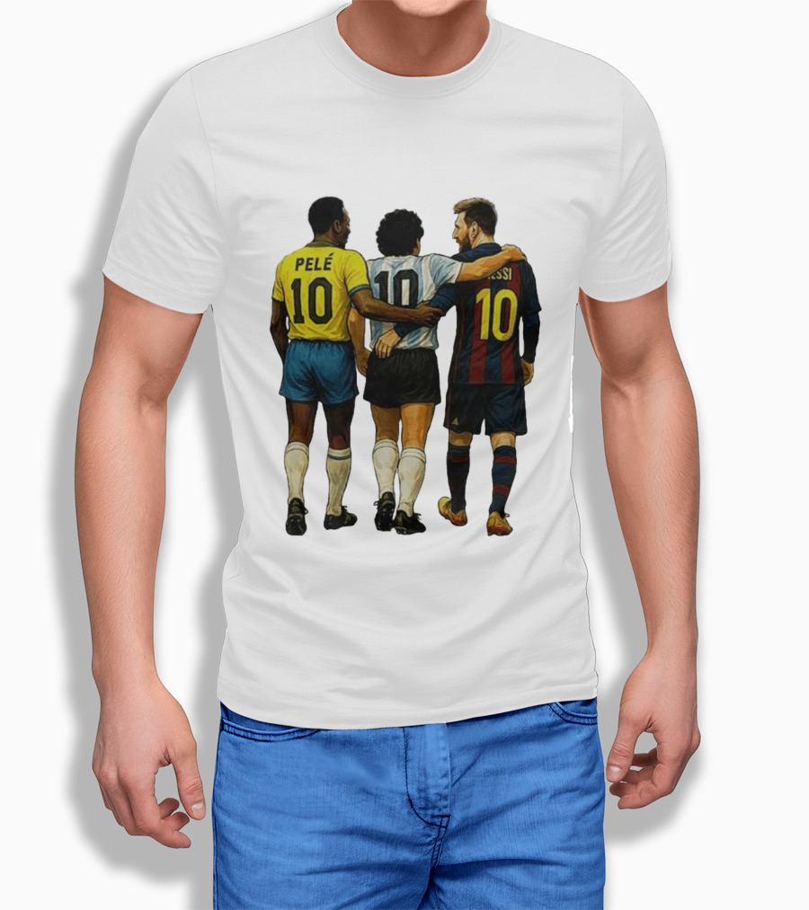 Pele Maradona Messi Football Legends Iconic Trio 10 T-Shirt