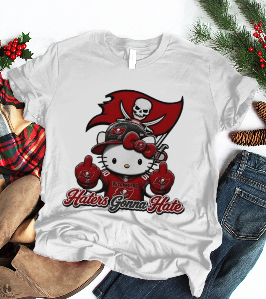 Hello Kitty Buccaneers Football Haters Gonna Hate Middle Finger T-Shirt
