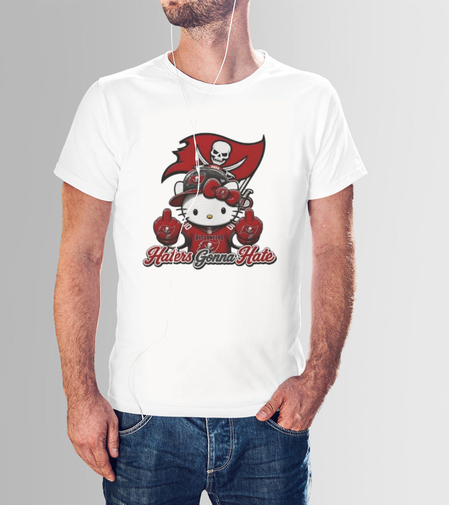 Hello Kitty Buccaneers Football Haters Gonna Hate Middle Finger T-Shirt