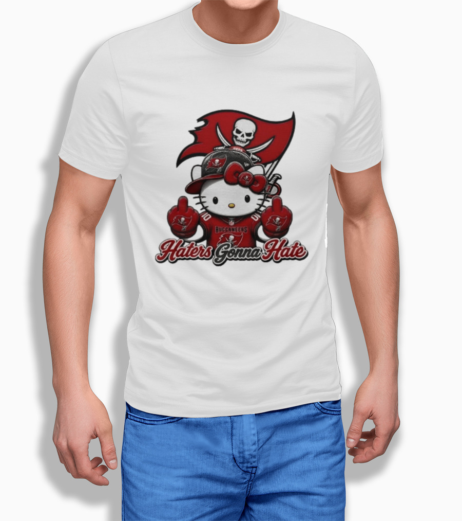 Hello Kitty Buccaneers Football Haters Gonna Hate Middle Finger T-Shirt