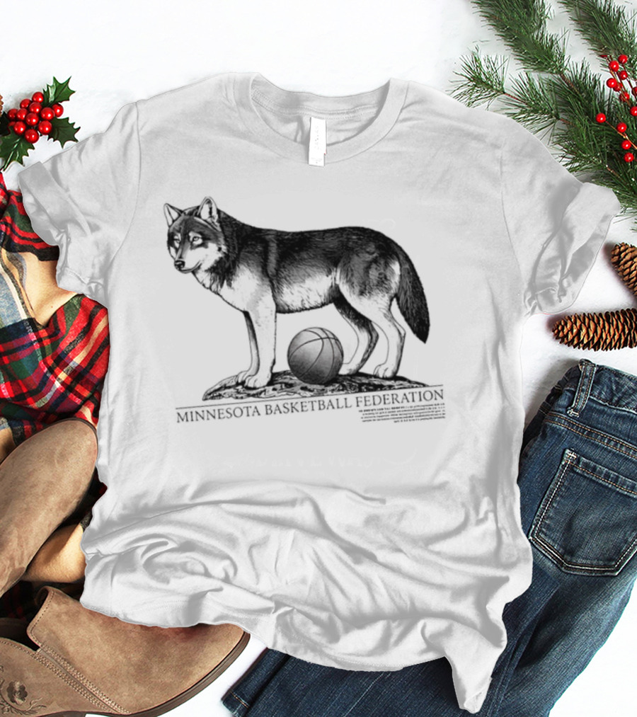 Minnesota Basketball Federation Wolf And Basketball T-Shirt