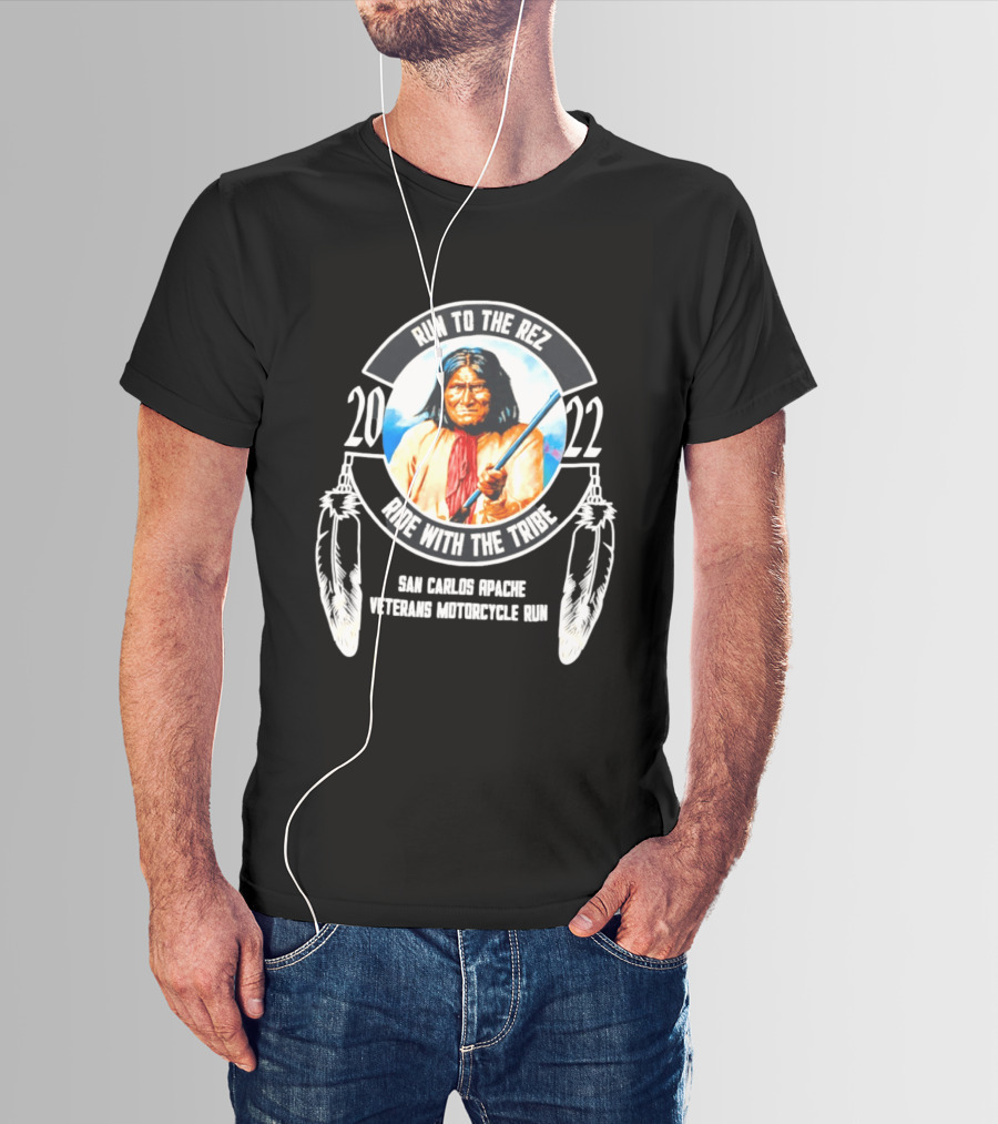 2022 San Carlos Apache Run To The Rez Ride With The Tribe Veterans Motorcycle Run T-Shirt