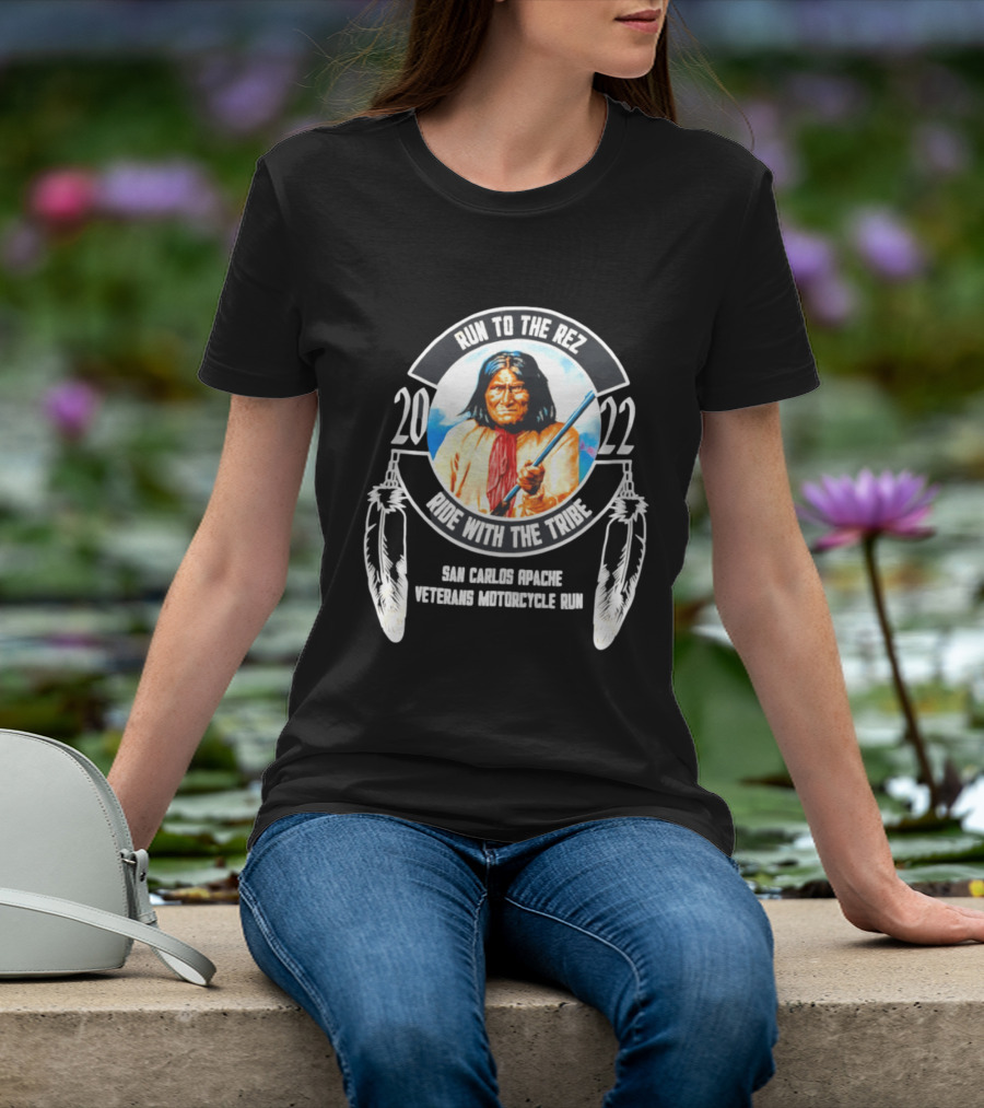 2022 San Carlos Apache Run To The Rez Ride With The Tribe Veterans Motorcycle Run T-Shirt
