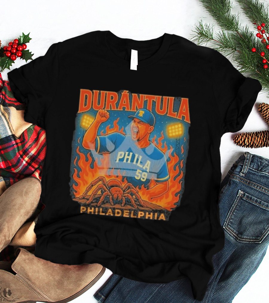 Durantula Philadelphia Phila 59 Baseball Flames Spider T-Shirt