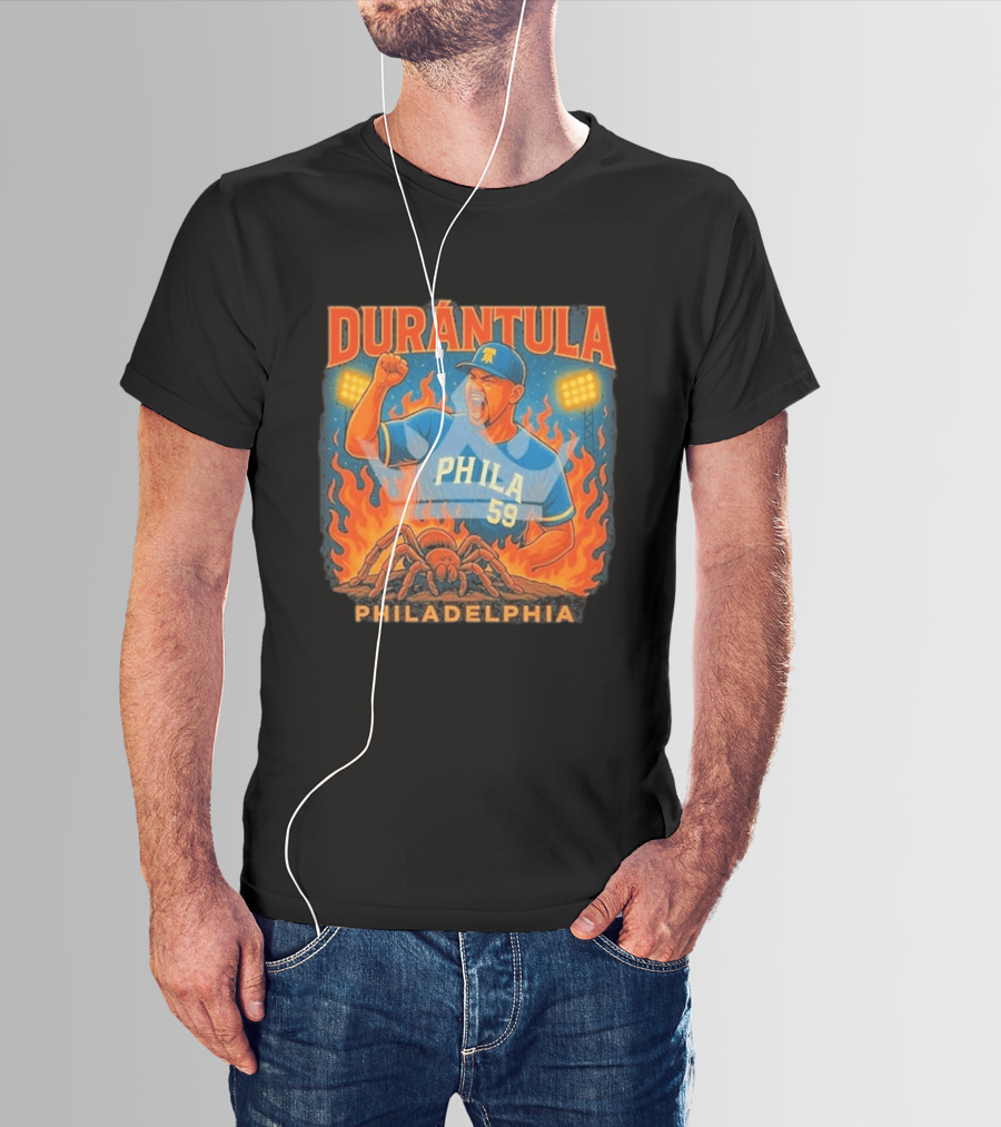 Durantula Philadelphia Phila 59 Baseball Flames Spider T-Shirt
