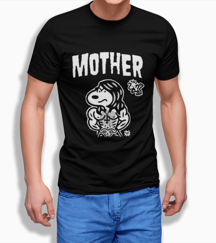 Mother Snoopy Bodybuilder Woodstock Bootleg Cartoon T-Shirt