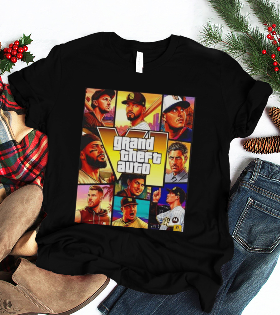 San Diego Padres Grand Theft Auto V Collage Players Team Portraits T-Shirt