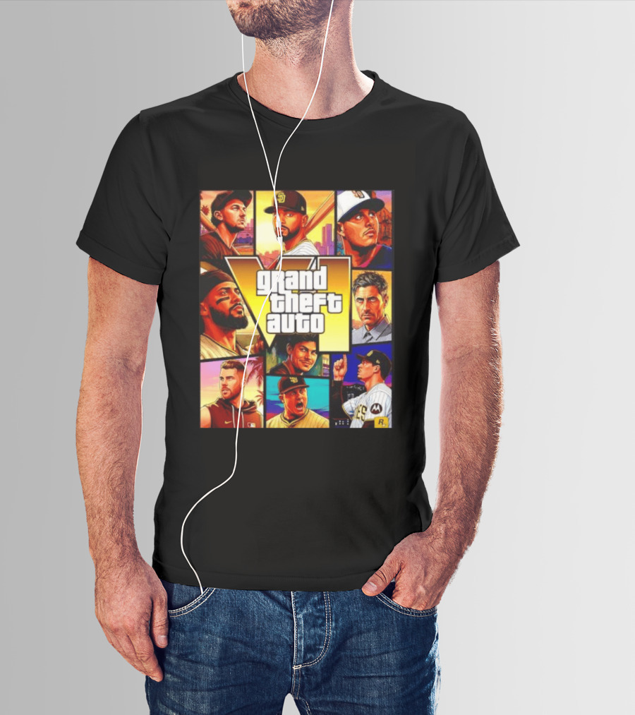 San Diego Padres Grand Theft Auto V Collage Players Team Portraits T-Shirt