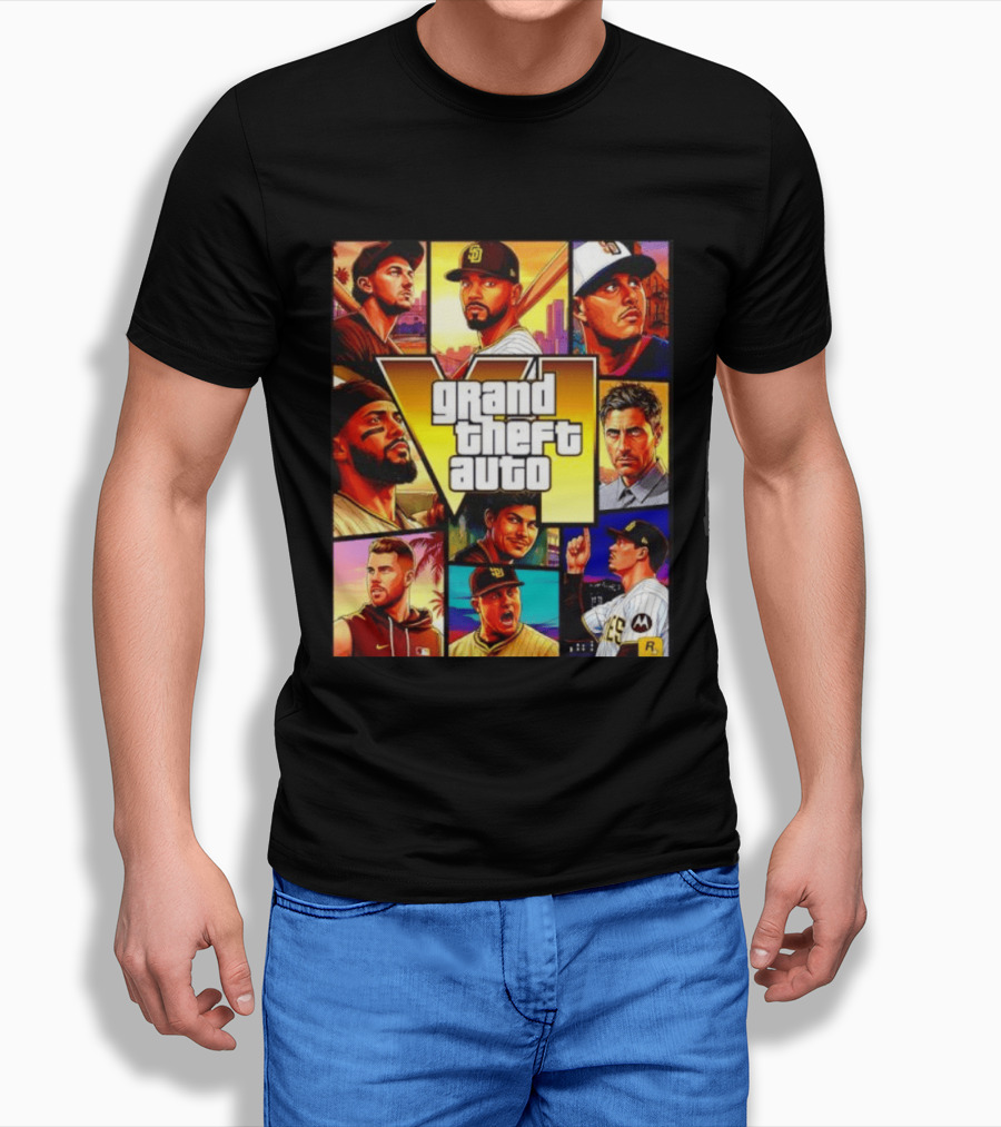 San Diego Padres Grand Theft Auto V Collage Players Team Portraits T-Shirt
