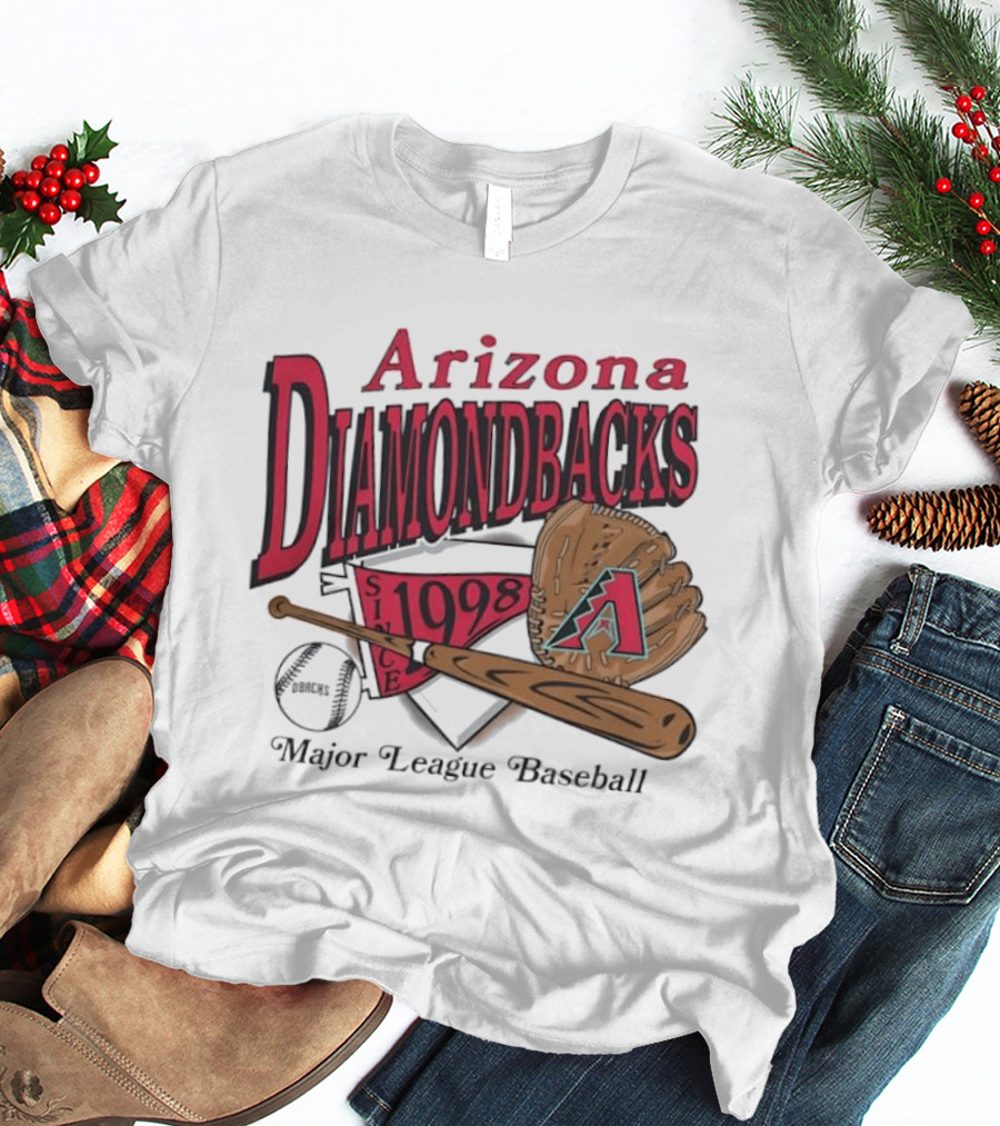 Arizona Diamondbacks Since 1998 Baseball Glove And Bat Major League T-Shirt