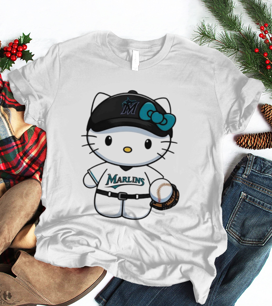 Hello Kitty Miami Marlins MLB Baseball Fan Merchandise T-Shirt