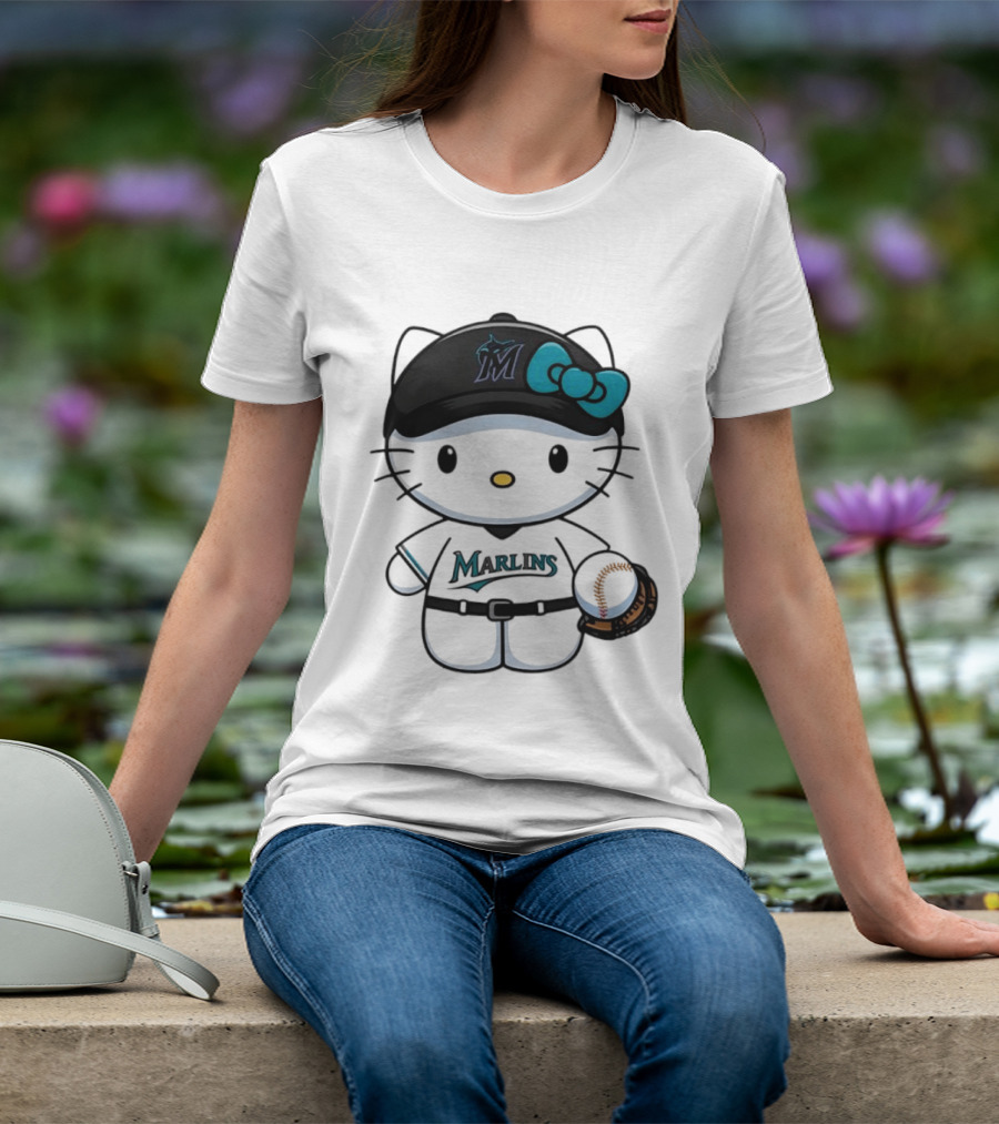 Hello Kitty Miami Marlins MLB Baseball Fan Merchandise T-Shirt