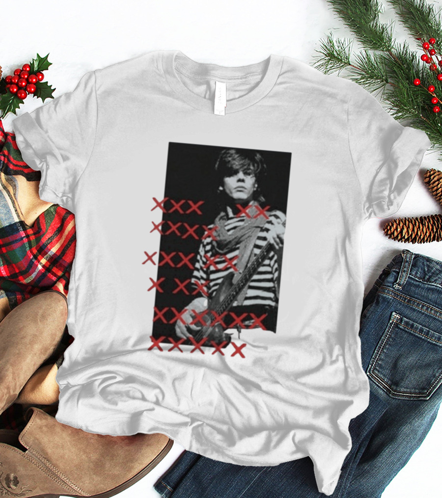 John Taylor X Punk Masters Striped Bass Guitar Image Red XXX Marks T-Shirt