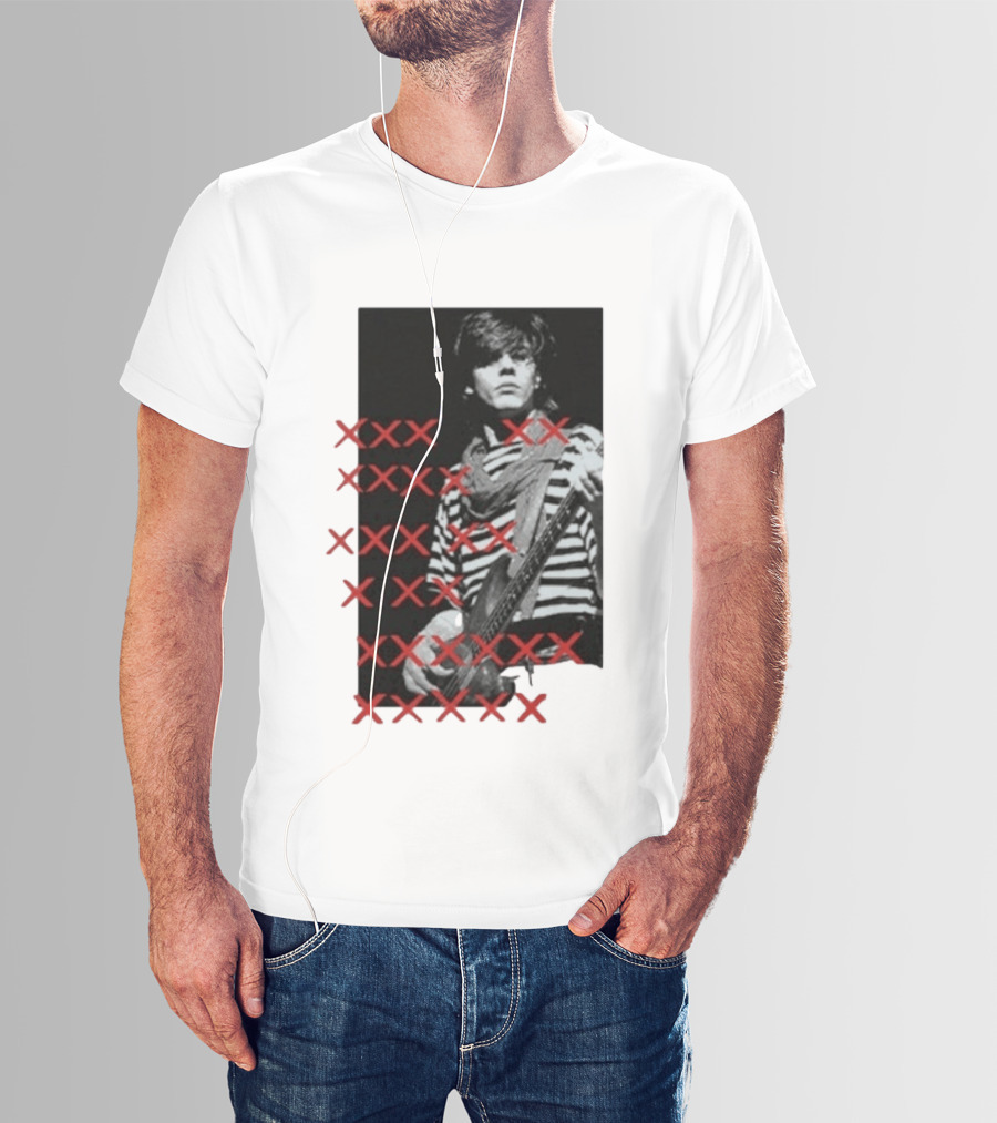 John Taylor X Punk Masters Striped Bass Guitar Image Red XXX Marks T-Shirt