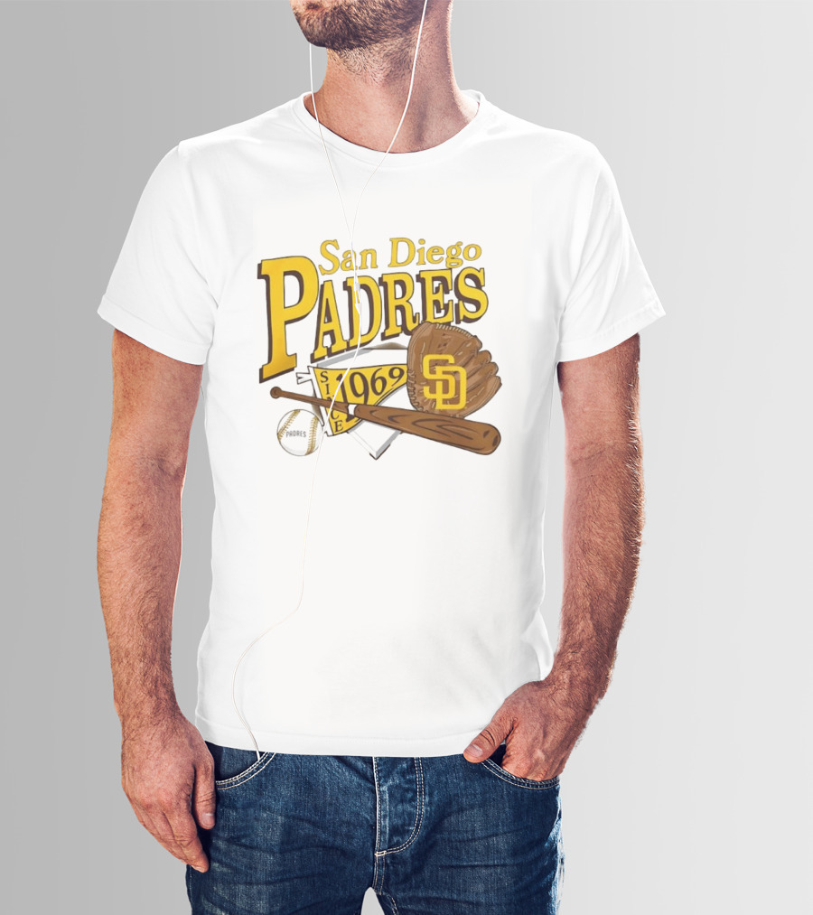 San Diego Padres Baseball Glove Bat Ball Since 1969 T-Shirt