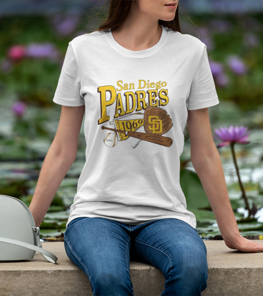 San Diego Padres Baseball Glove Bat Ball Since 1969 T-Shirt
