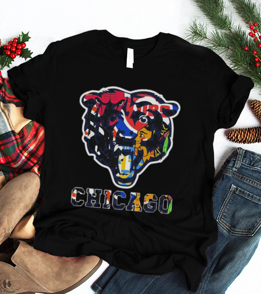 Chicago Bears Cubs White Sox Bulls Blackhawks Fire Sports Mashup T-Shirt