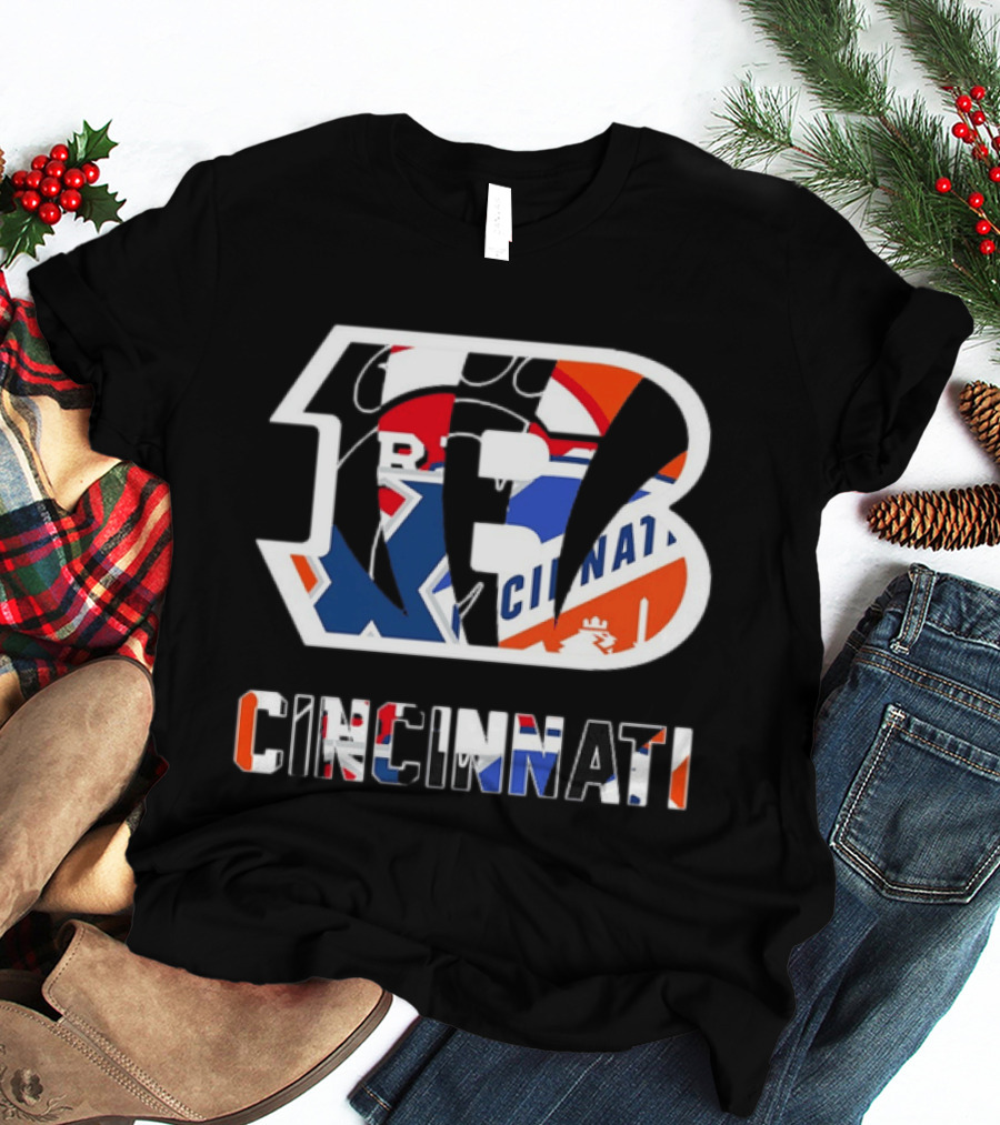 Cincinnati Bengals Reds Bearcats FC Musketeers Sports Logo Mashup T-Shirt