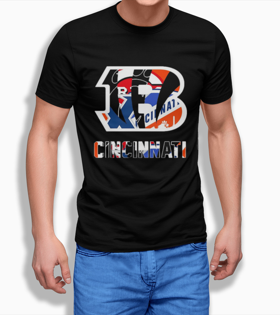 Cincinnati Bengals Reds Bearcats FC Musketeers Sports Logo Mashup T-Shirt
