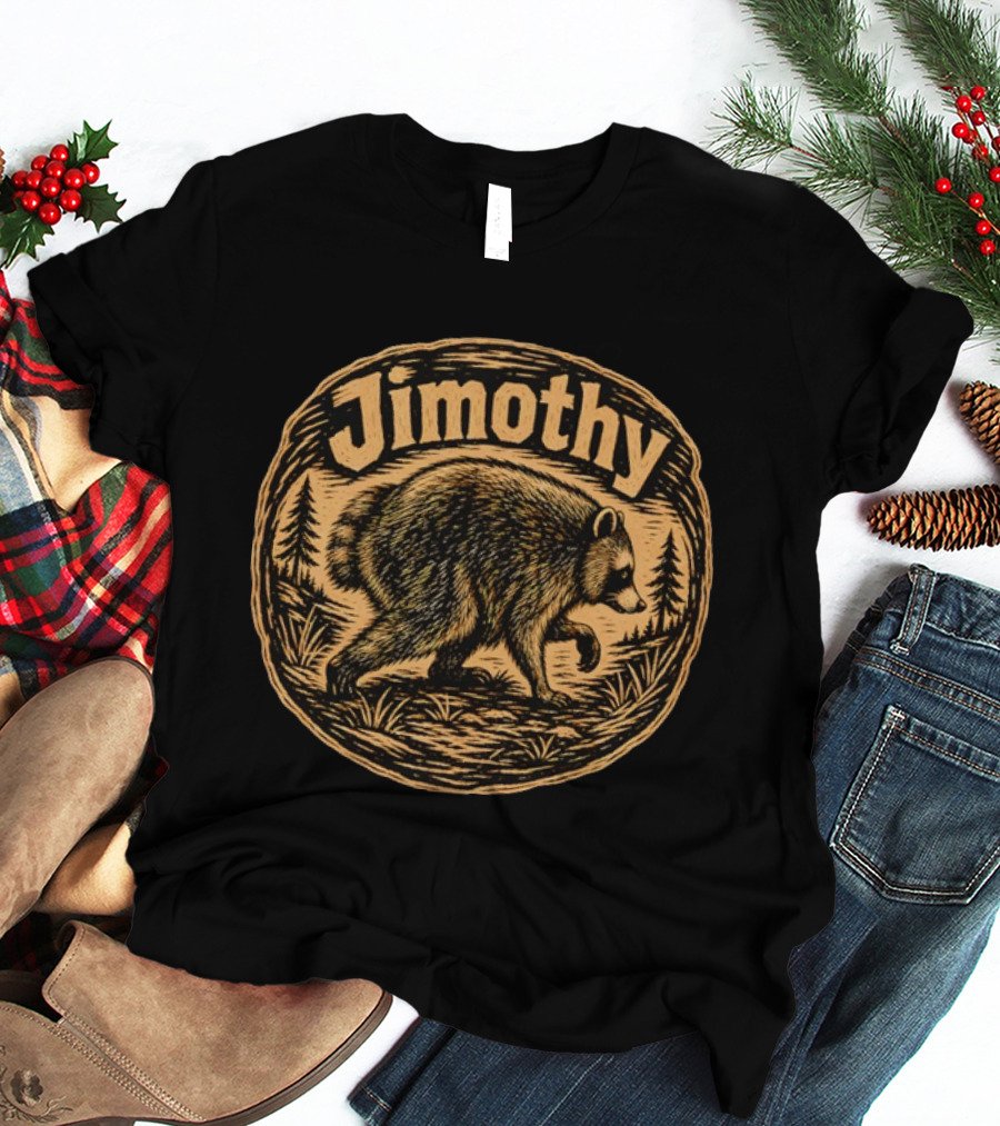 Jimothy Raccoon Forest Scene Seattle Washington Meme 2026 T-Shirt