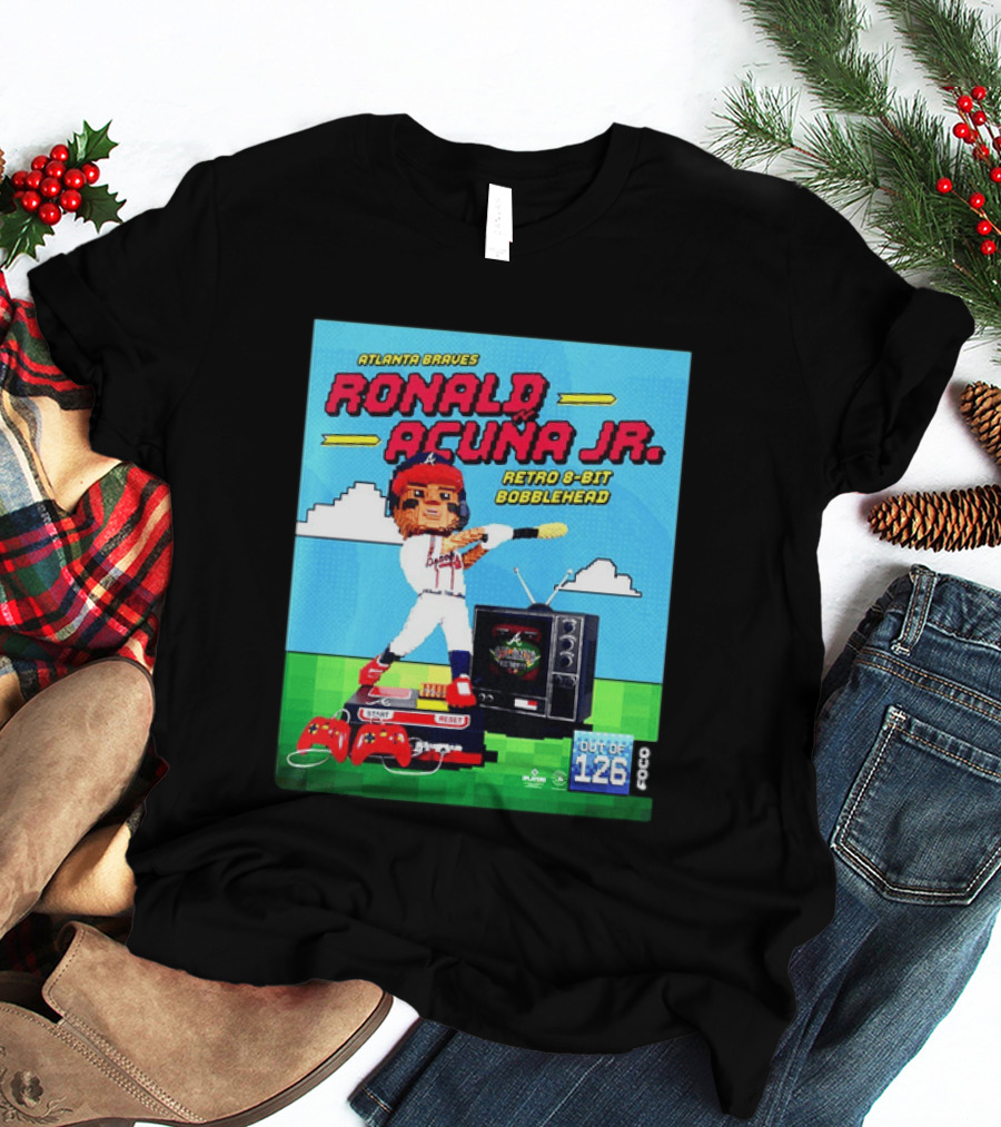 Atlanta Braves Ronald Acuna Jr. Retro 8 Bit Bobblehead Game Controller TV T-Shirt