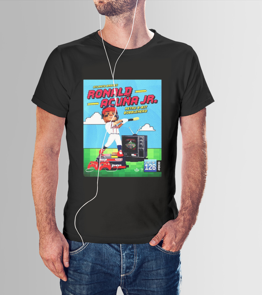 Atlanta Braves Ronald Acuna Jr. Retro 8 Bit Bobblehead Game Controller TV T-Shirt