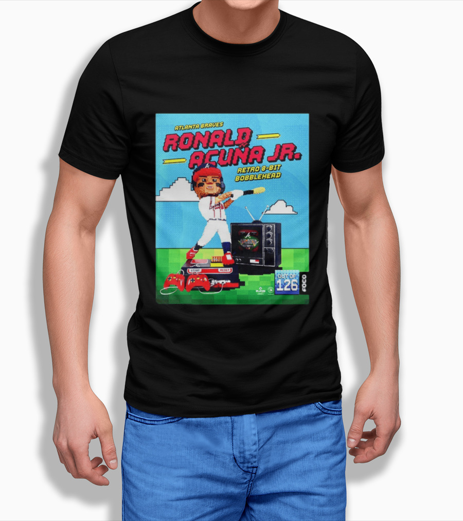 Atlanta Braves Ronald Acuna Jr. Retro 8 Bit Bobblehead Game Controller TV T-Shirt