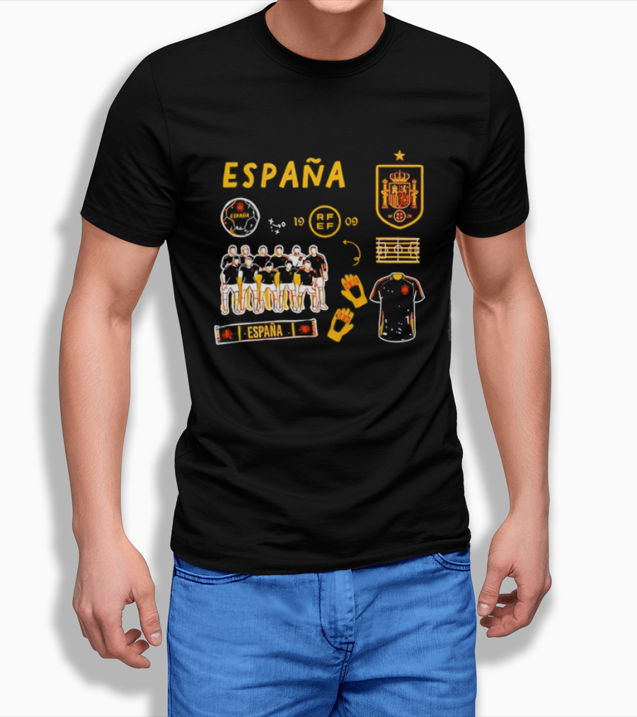 Spain Team Collection RFEF Espana Football Crest And Players T-Shirt