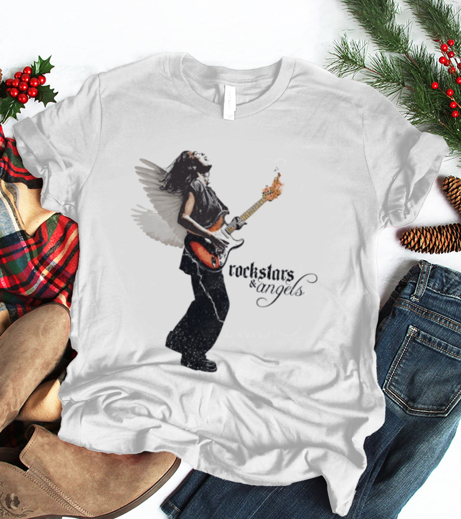 Angel Guitarist With Fiery Rockstars And Angels T-Shirt