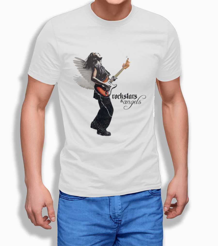 Angel Guitarist With Fiery Rockstars And Angels T-Shirt