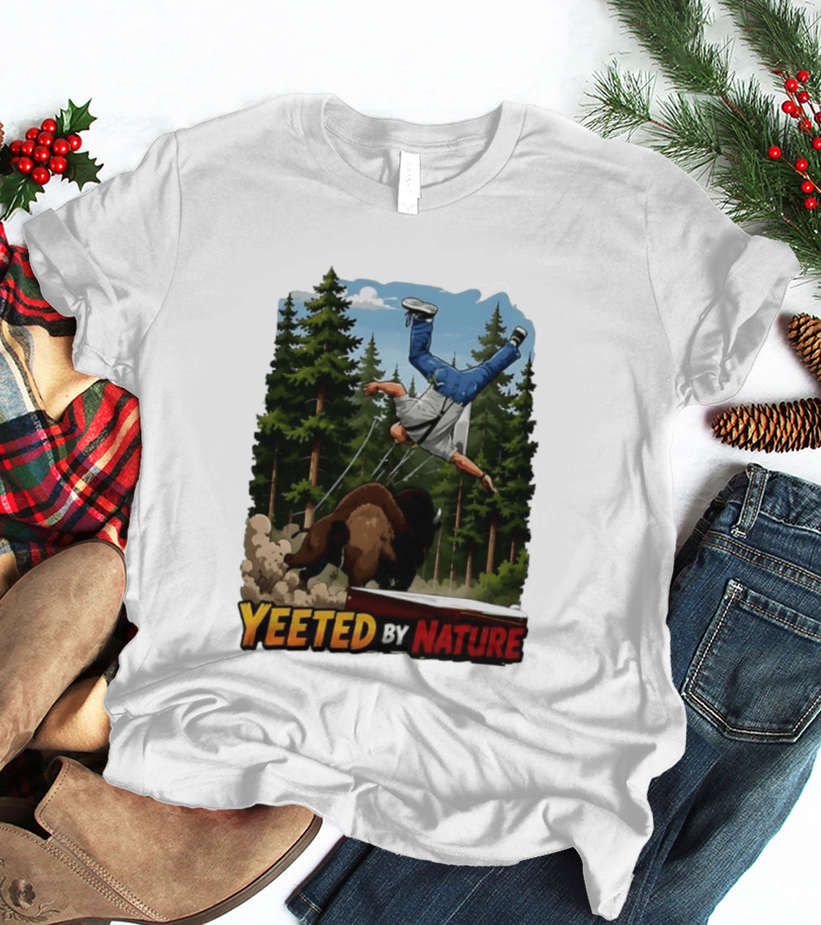 Bison Tossing Tourist Adventure Yeeted By Nature Comedy T-Shirt