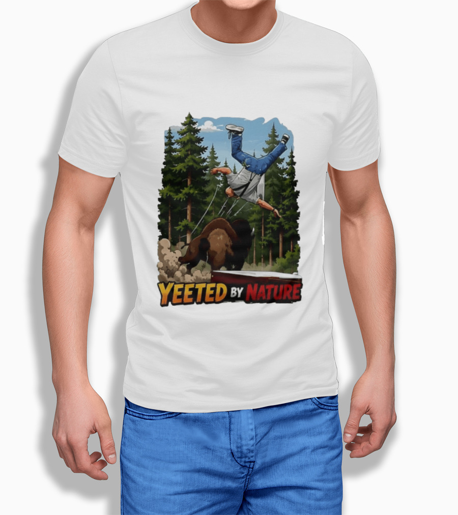 Bison Tossing Tourist Adventure Yeeted By Nature Comedy T-Shirt