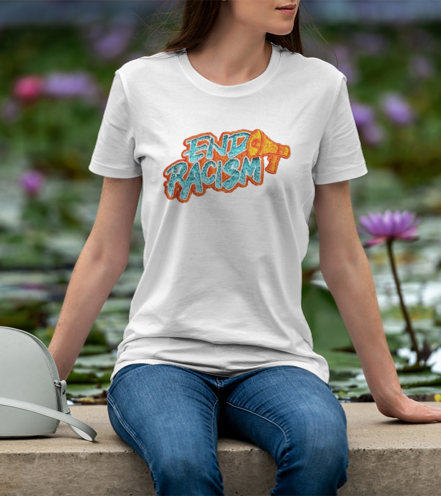 End Racism Embroidered Iron On Patch With Megaphone Applique T-Shirt