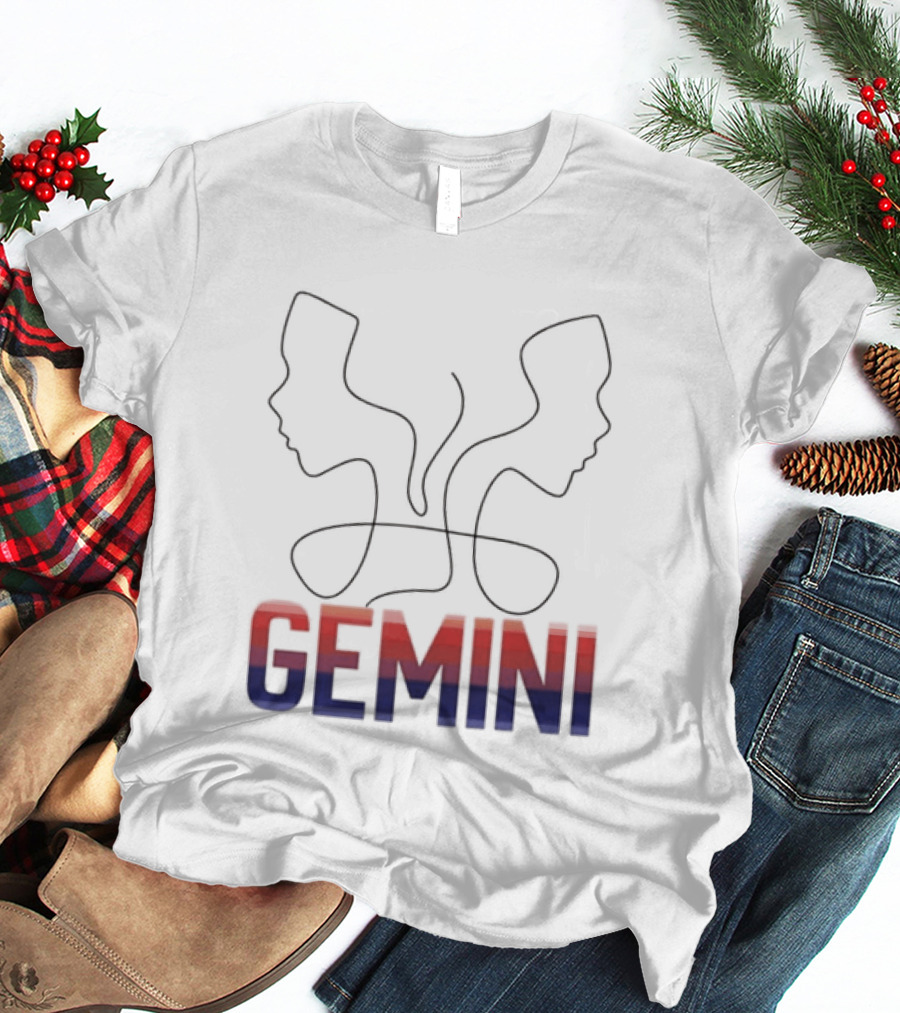 Gemini Zodiac Rainbow Outline LGBTQ Pride T-Shirt