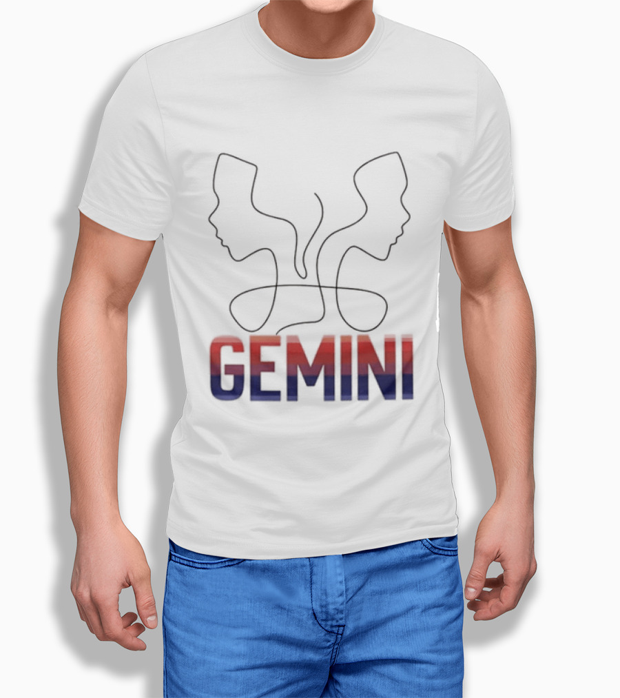 Gemini Zodiac Rainbow Outline LGBTQ Pride T-Shirt
