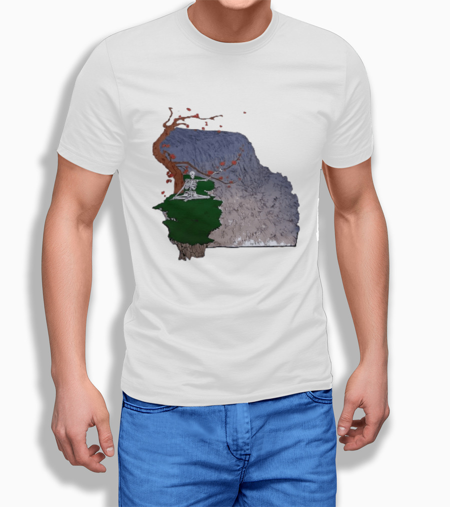 Grateful Dead Skeleton Meditating Under Flowering Tree T-Shirt