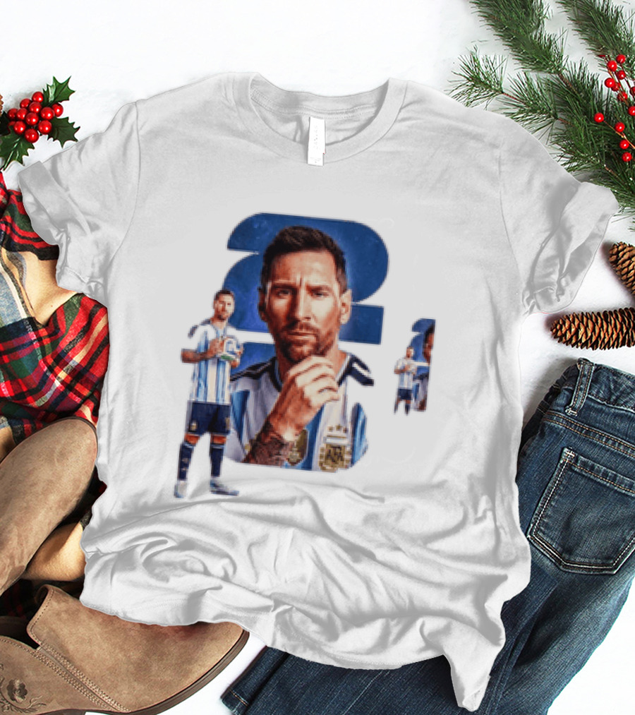 Lionel Messi Argentina Jersey 2023 FIFA World Cup Champion Collage T-Shirt