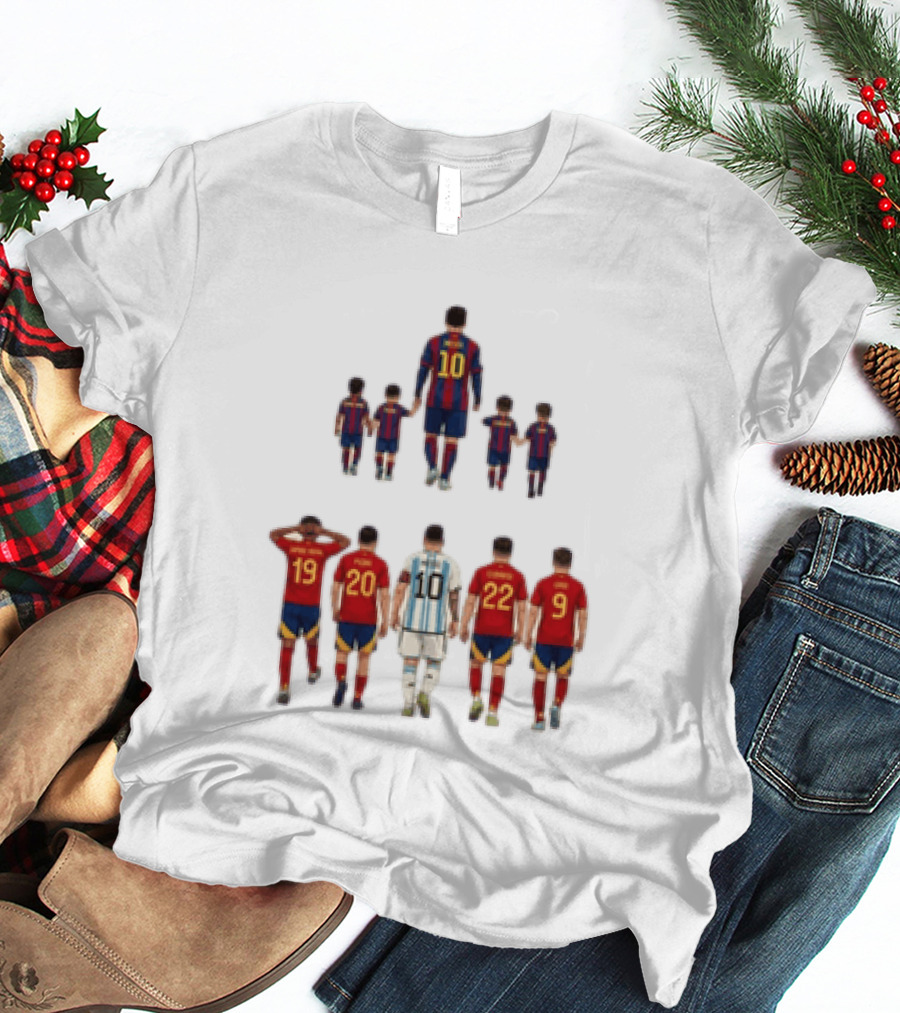 Lionel Messi With Lamine Yamal Pedri Gavi Football Legends T-Shirt