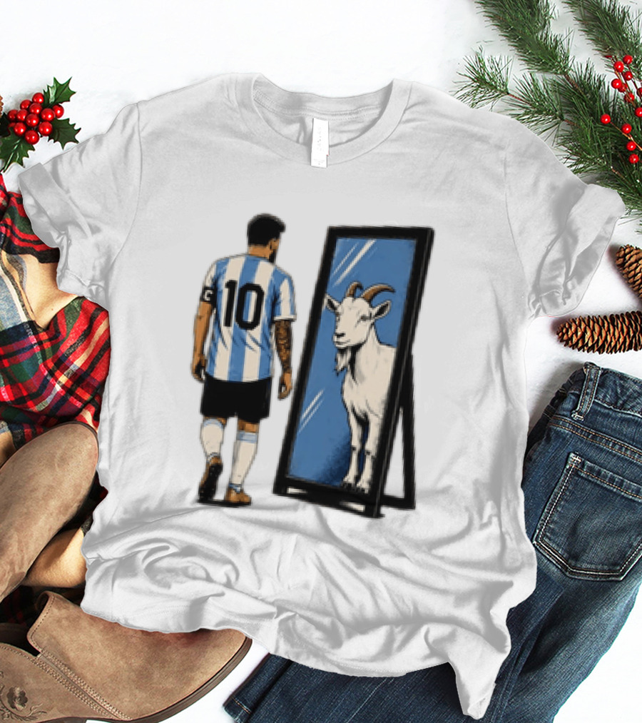 Messi Argentina 10 Reflecting GOAT Mirror Soccer T-Shirt