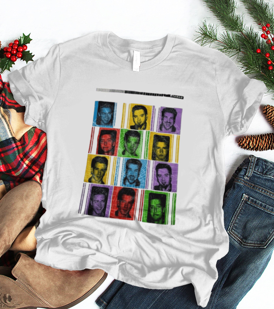 NSYNC Justin Timberlake JC Chasez Joey Fatone Lance Bass Chris Kirkpatrick Vibrant Portrait Grid Stereo Bars T-Shirt