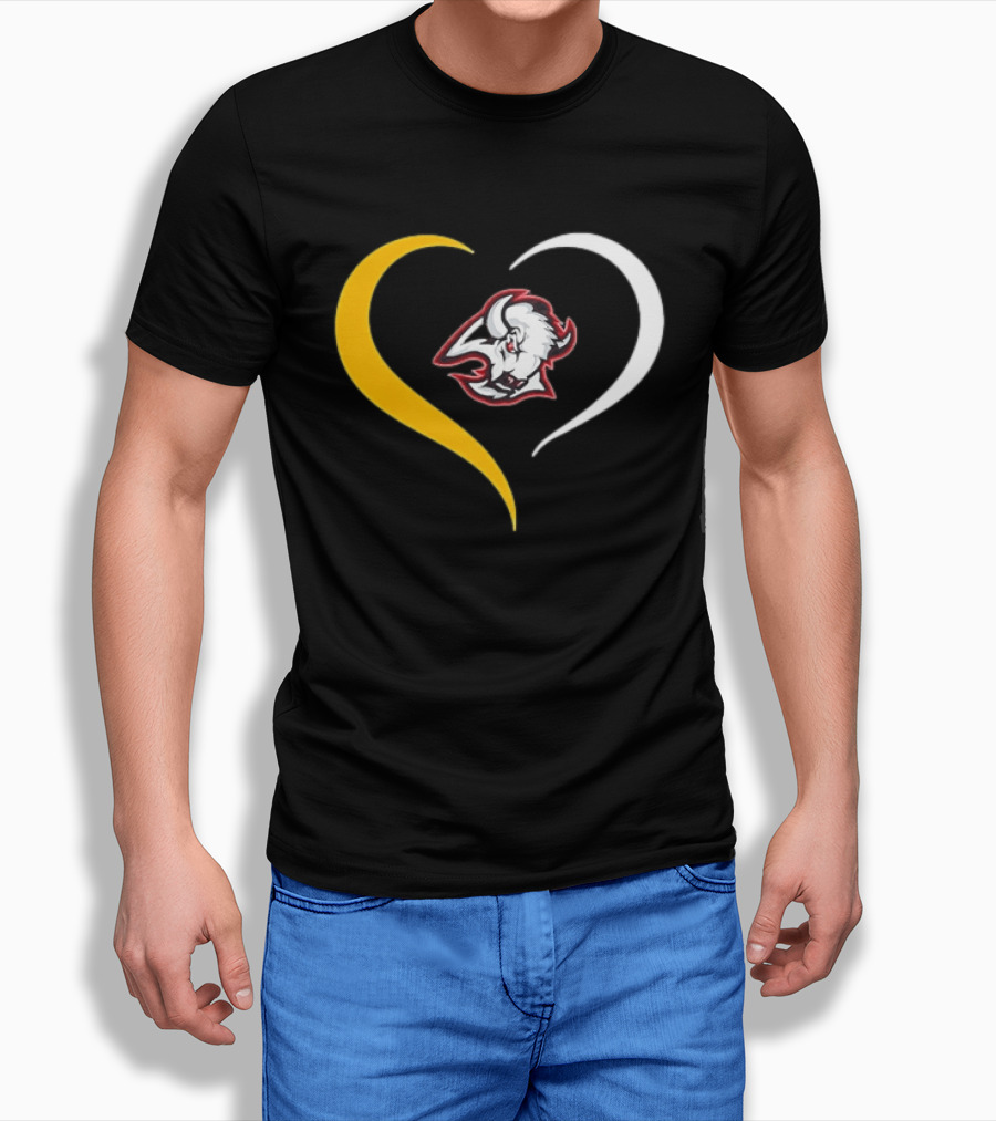 Buffalo Heart With Buffalo Head And Dual Heart T-Shirt