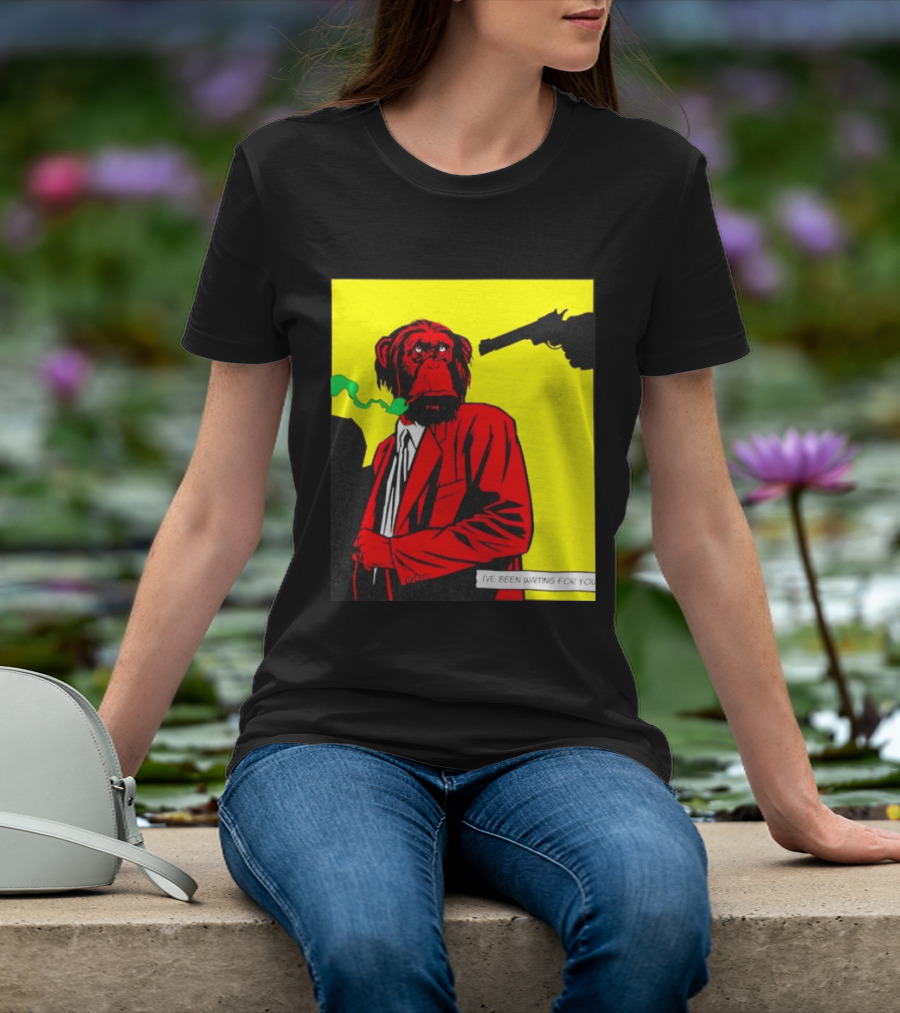 Chimpanzee Hitman Smoking Scene I've Been Waiting For You T-Shirt