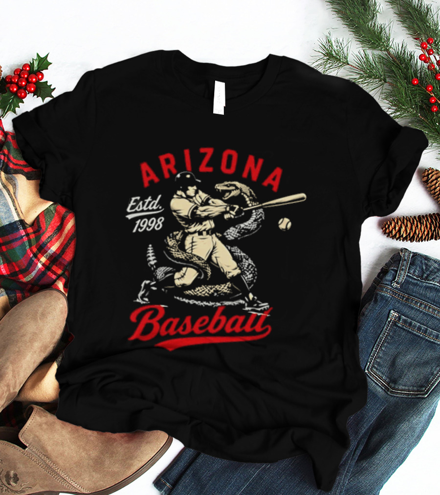 Estd 1998 Arizona Baseball Batting Player With Snake T-Shirt