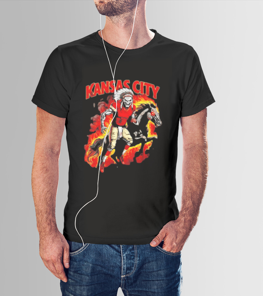 Kansas City Skeleton Player Riding Flaming Horse T-Shirt