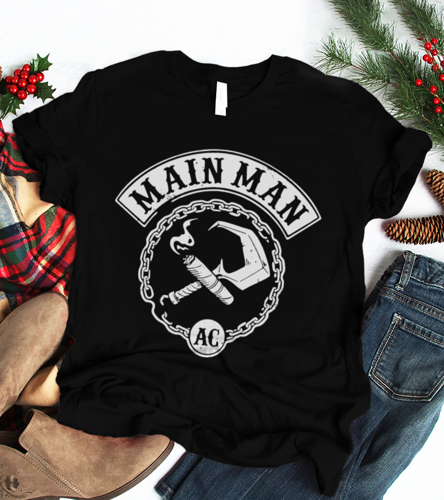 Main Man AC Hammer Chain Iconic Smoking Cigar And Tool Motif T-Shirt