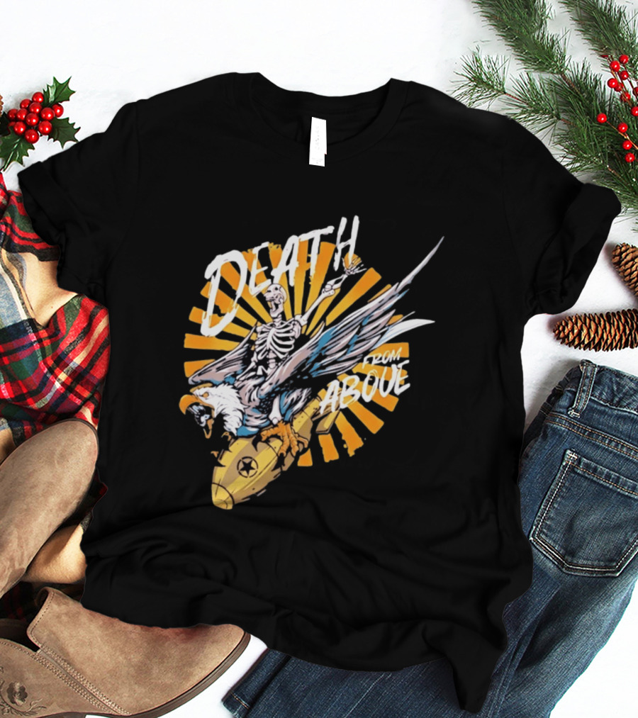 Skeleton Eagle Riding Bomb Death From Above T-Shirt