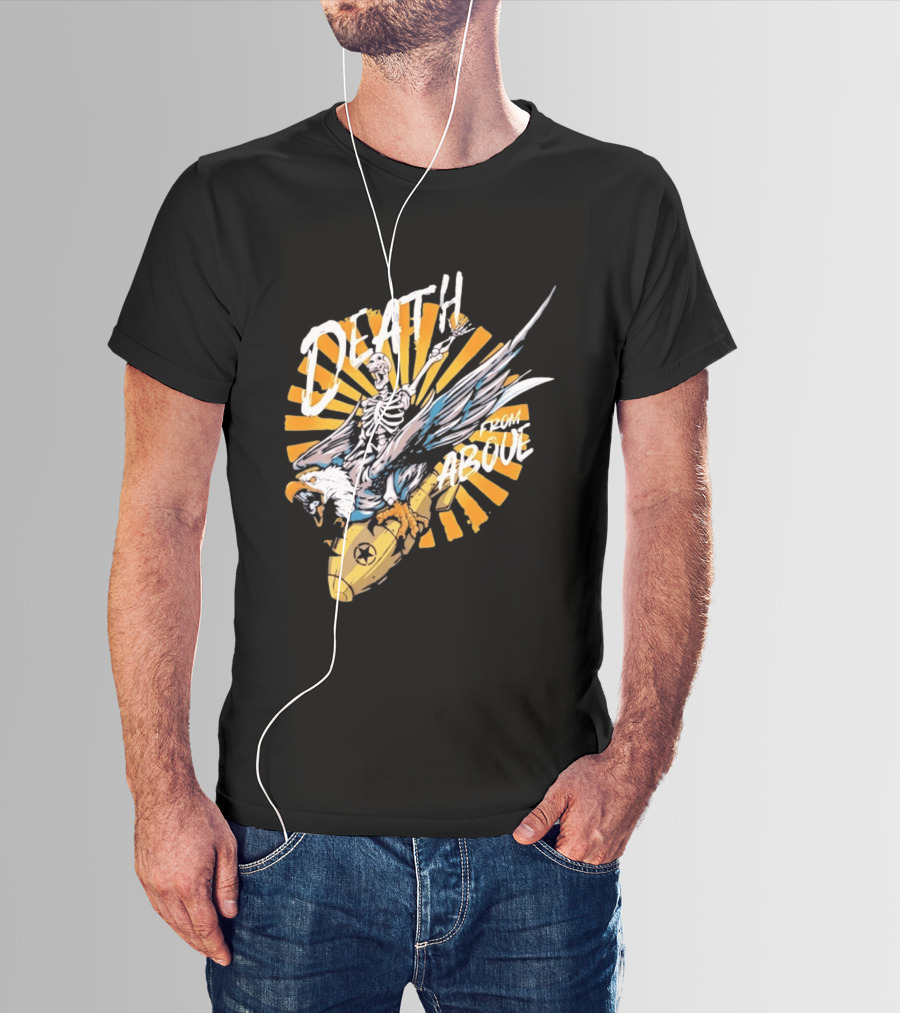 Skeleton Eagle Riding Bomb Death From Above T-Shirt