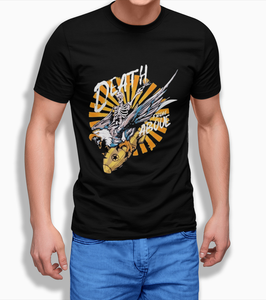 Skeleton Eagle Riding Bomb Death From Above T-Shirt