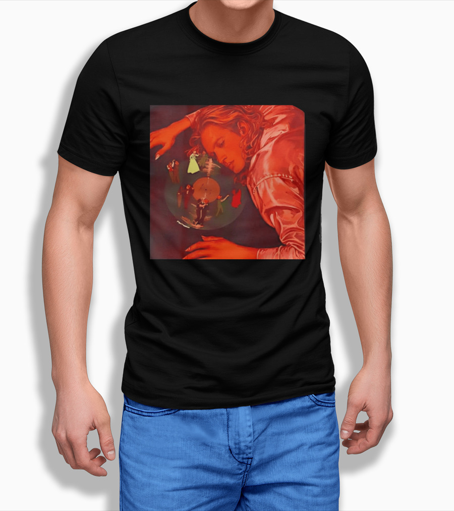 Vinyl Dreams Young Man Resting With Dancing Figures T-Shirt