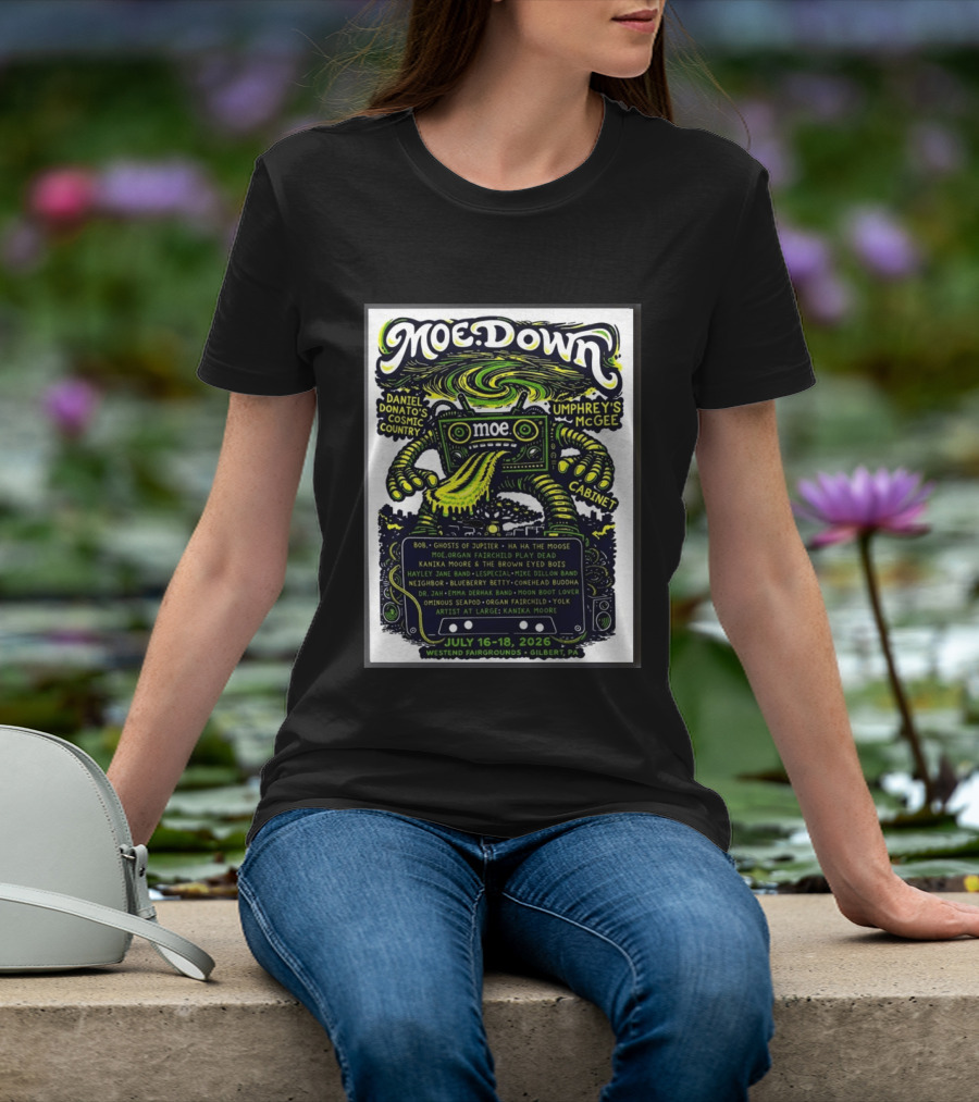 Moe Down Festival July 16 18 2026 Featuring Umphrey's McGee Cabinet Daniel Donato At Westend Fairgrounds Gilbert PA T-Shirt